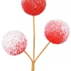 Christmas Warehouse Red With White Frost Pom Pom Snowballs Christmas Spray Pick - 24Cm> Christmas Picks