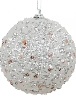 Christmas Warehouse Rose Gold & Silver Sequins Bauble Christmas Tree Hanging Decoration - 10Cm> Hanging Decorations - Individual