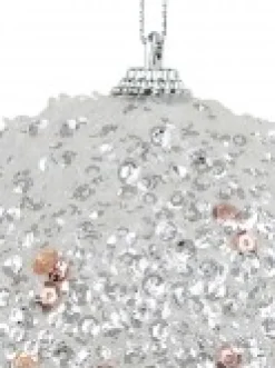Christmas Warehouse Rose Gold & Silver Sequins Bauble Christmas Tree Hanging Decoration - 10Cm> Hanging Decorations - Individual