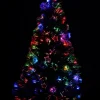 Christmas Warehouse Rotating Fibre Optic Christmas Tree With Baubles, Stars & 230 White Tips - 1.8M> Fibre Optic Christmas Trees