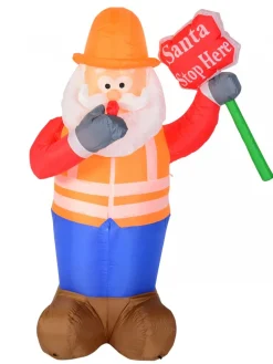 Christmas Warehouse Santa Traffic Controller Illuminated Christmas Inflatable Display - 1.8M> Inflatable Displays