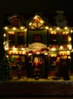 Christmas Warehouse Santa Visiting Family Home With Mum & Kids Christmas Village Scene - 24Cm><noscript><img width=