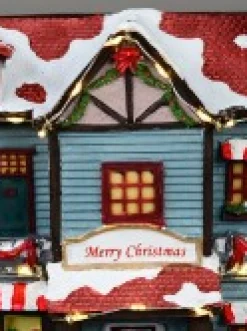 Christmas Warehouse Santa Visiting Family Home With Mum & Kids Christmas Village Scene - 24Cm><noscript><img width=