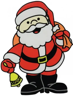 Christmas Warehouse Santa With Bell & Gift Sack Gel Christmas Window Cling Decoration - 17Cm> Window Decals, Stencils & Stickers