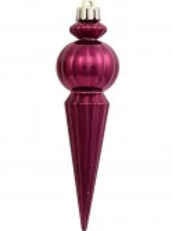 Christmas Warehouse Shiny Burgundy & Red Glitter Finial Christmas Hanging Decoration - 4 X 15Cm><noscript><img width=