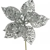 Christmas Warehouse Silver Filigree Poinsettia Decorative Christmas Flower Pick - 17Cm> Christmas Picks