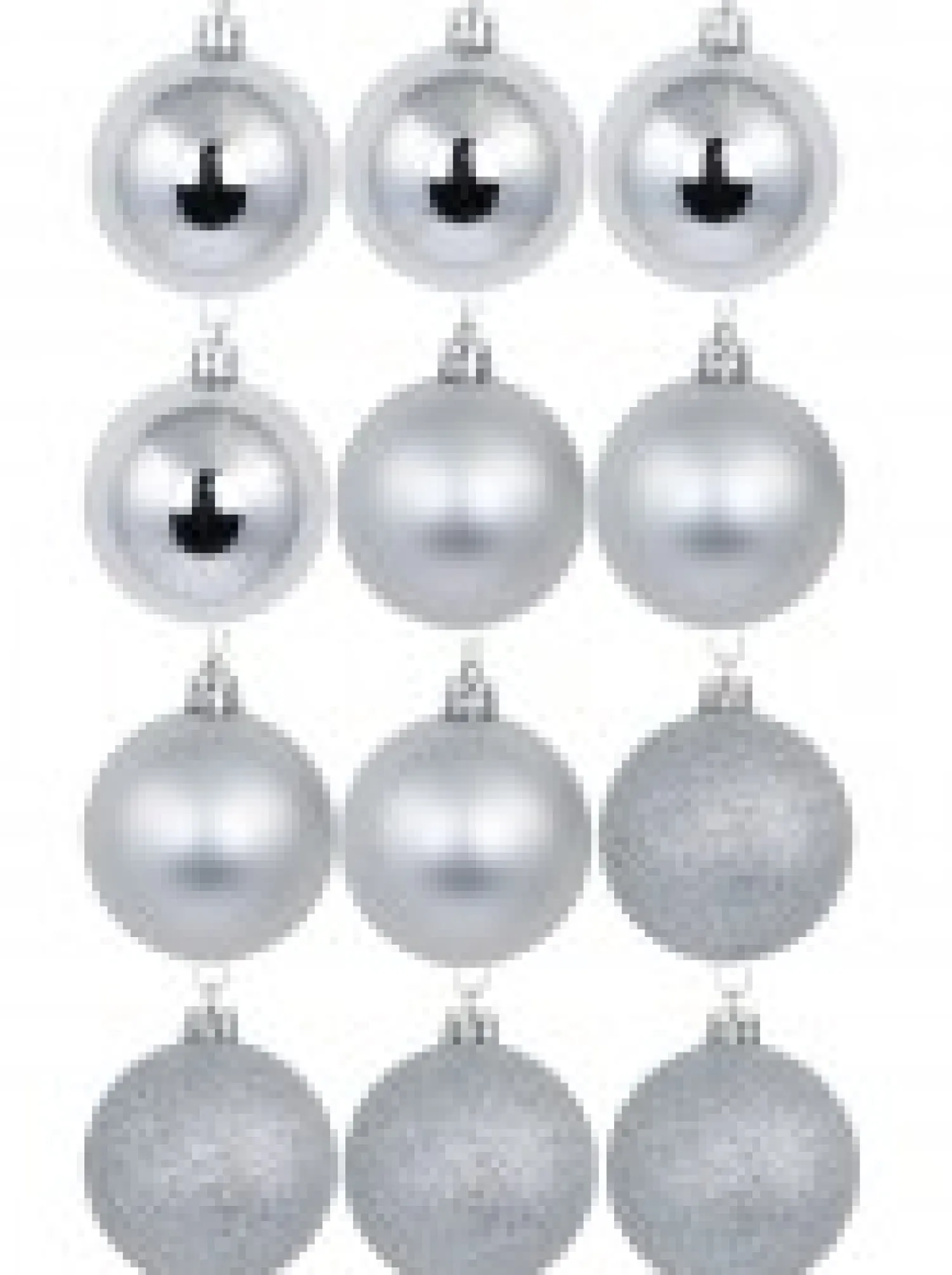 Christmas Warehouse Silver Glittered, Matte & Metallic Christmas Bauble Decorations - 12 X 60Mm> Bauble Packs