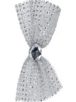 Christmas Warehouse Silver Mesh Bowtie With Diamante Knot Christmas Decorations - 3 X 11Cm> Christmas Bows