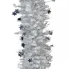 Christmas Warehouse Silver Pine Needle With Stars & White Loops Christmas Tinsel Garland - 2.7M> Tinsel