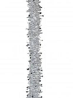 Christmas Warehouse Silver Pine Needle With Stars & White Loops Christmas Tinsel Garland - 2.7M> Tinsel