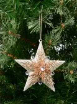 Christmas Warehouse Silver Star With Snowflakes Christmas Tree Hanging Decoration - 13Cm><noscript><img width=