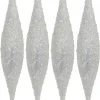 Christmas Warehouse Silver With Frost Look Pine Cone Shape Bauble Hanging Decorations - 4 X 33Cm> Hanging Decorations - Packs