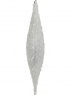 Christmas Warehouse Silver With Frost Look Pine Cone Shape Bauble Hanging Decorations - 4 X 33Cm><noscript><img width=