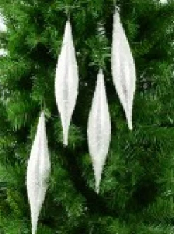 Christmas Warehouse Silver With Frost Look Pine Cone Shape Bauble Hanging Decorations - 4 X 33Cm><noscript><img width=