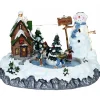 Christmas Warehouse Snow Day! Skating Around A Frozen Pond Christmas Village Scene - 26Cm> Christmas Village Scenes