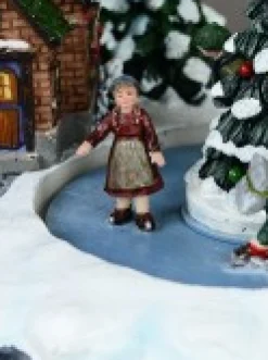 Christmas Warehouse Snow Day! Skating Around A Frozen Pond Christmas Village Scene - 26Cm><noscript><img width=