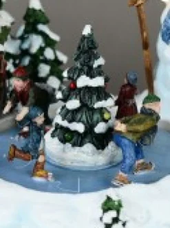 Christmas Warehouse Snow Day! Skating Around A Frozen Pond Christmas Village Scene - 26Cm><noscript><img width=