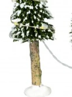 Christmas Warehouse Snow Flocked Illuminated Pine Tree Christmas Village Figurines - 3 X 19Cm><noscript><img width=