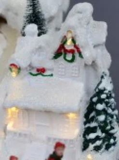 Christmas Warehouse Snowy Mountain Christmas Town Scene With Lights & Moving Figures - 30Cm><noscript><img width=