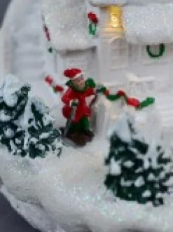 Christmas Warehouse Snowy Mountain Christmas Town Scene With Lights & Moving Figures - 30Cm><noscript><img width=