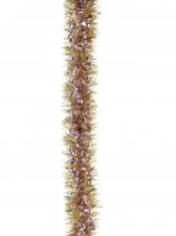 Christmas Warehouse Soft Pink Ribbon Look & Gold Pine Needle Christmas Tinsel Garland - 2.7M><noscript><img width=