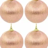 Christmas Warehouse Spectacular Pink Christmas Baubles Decorated With Gold Silk Thread - 8 X 75Mm> Bauble Packs