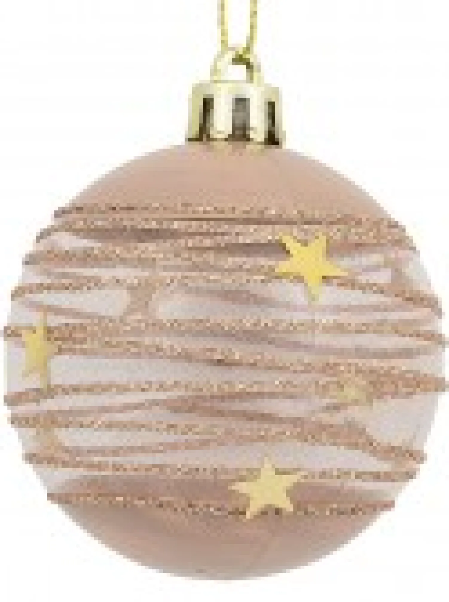 Christmas Warehouse Taupe, White & Clear Baubles With Gold Stars & Glitter Lines - 6 X 60Mm> Bauble Packs
