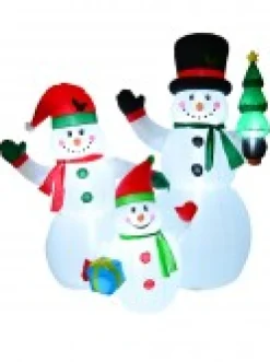 Christmas Warehouse The Joyous Snowman Family Illuminated Christmas Inflatable Display - 2.2M> Inflatable Displays
