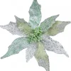Christmas Warehouse Three Petal Style Mint & Silver Cactus Decorative Christmas Flower Pick - 22Cm> Christmas Picks