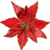 Christmas Warehouse Three Style Red & Gold Glitter Poinsettia Christmas Flower Pick - 28Cm> Christmas Picks