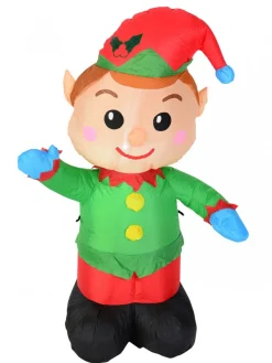 Christmas Warehouse Toy Look Greeting Elf Illuminated Christmas Inflatable Display - 1.2M> Inflatable Displays