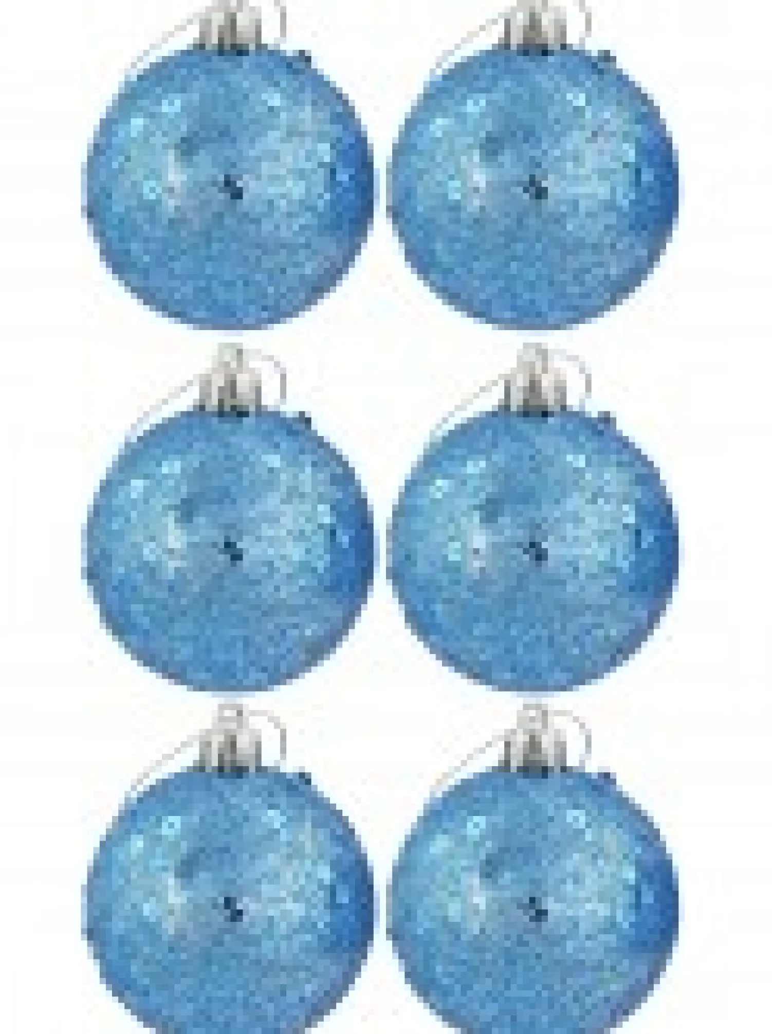 Christmas Warehouse Turquoise Glittered & Sequin Christmas Bauble Decorations - 6 X 60Mm> Bauble Packs