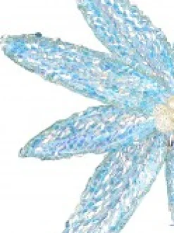 Christmas Warehouse Turquoise Poinsettia With Iridescent Sequins Christmas Flower Pick - 26Cm> Christmas Picks