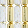 Christmas Warehouse White & Gold With Pine Christmas Tree Branches Print Bon Bons - 50 X 30Cm> Christmas Cracker Bon Bon Catering Packs (50 Per Pack)