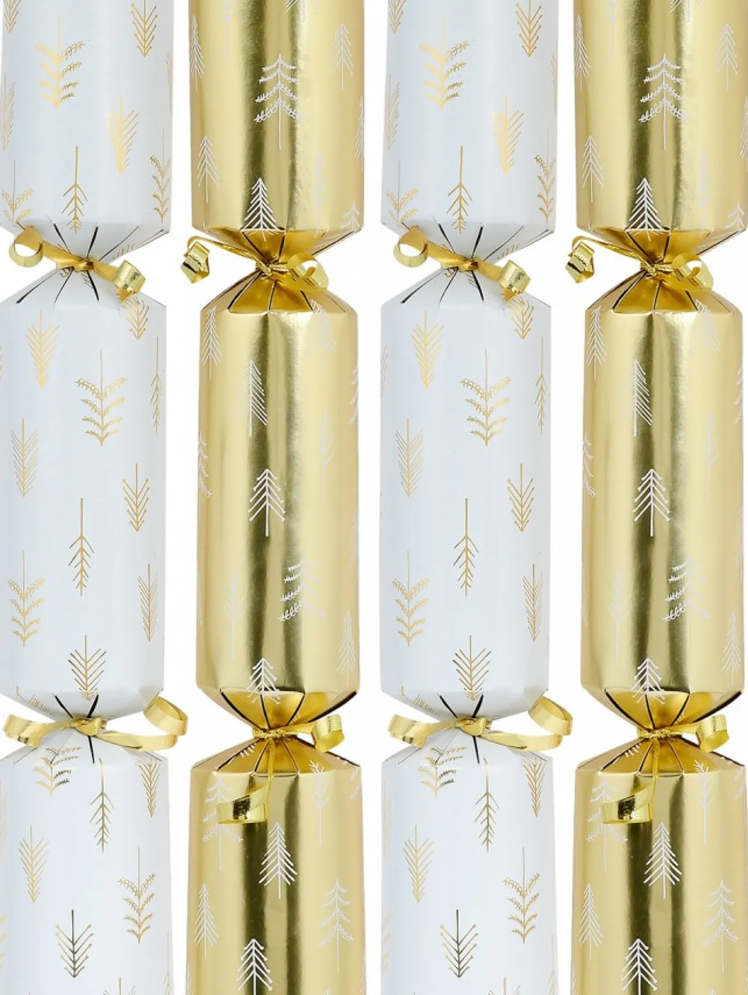 Christmas Warehouse White & Gold With Pine Christmas Tree Branches Print Bon Bons - 50 X 30Cm> Christmas Cracker Bon Bon Catering Packs (50 Per Pack)