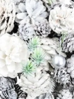 Christmas Warehouse White Glittered Assorted Natural Pine Cones & Foliage Decoration Mix - 300G><noscript><img width=