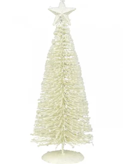 Christmas Warehouse White Iron Christmas Tree With Snow Dust & Star Table Top Ornament - 30Cm> Table Top Christmas Trees