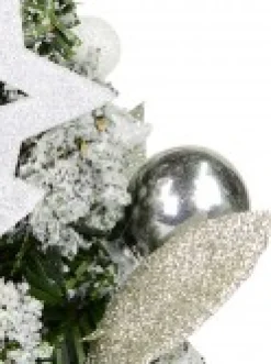 Christmas Warehouse White Poinsettia & Silver Decorations Tabletop Christmas Tree Ornament - 18Cm><noscript><img width=