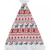 Christmas Warehouse White, Red & Grey Knitted Sweater Look Santa Hat - One Size Fits Most> Santa Hats