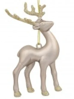 Christmas Warehouse White, Silver & Gold Reindeer Christmas Tree Hanging Decorations - 3 X 12Cm><noscript><img width=
