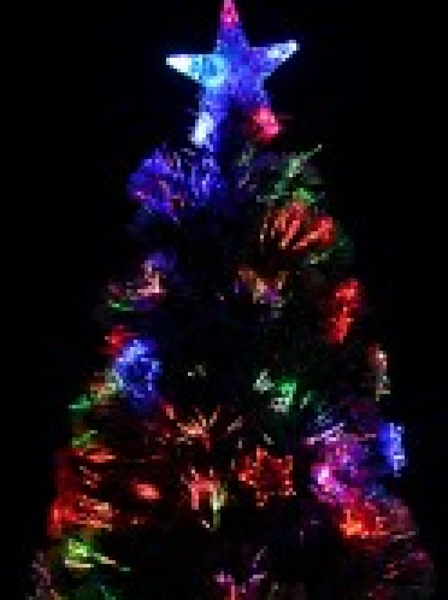 Christmas Warehouse White Tips With Baubles & Stars Rotating Fibre Optic Christmas Tree - 1.2M> Fibre Optic Christmas Trees