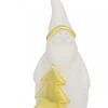 Christmas Warehouse White Winter Large Santa With Gold Tree Ceramic Christmas Ornament - 19Cm> Ceramic Christmas Ornaments