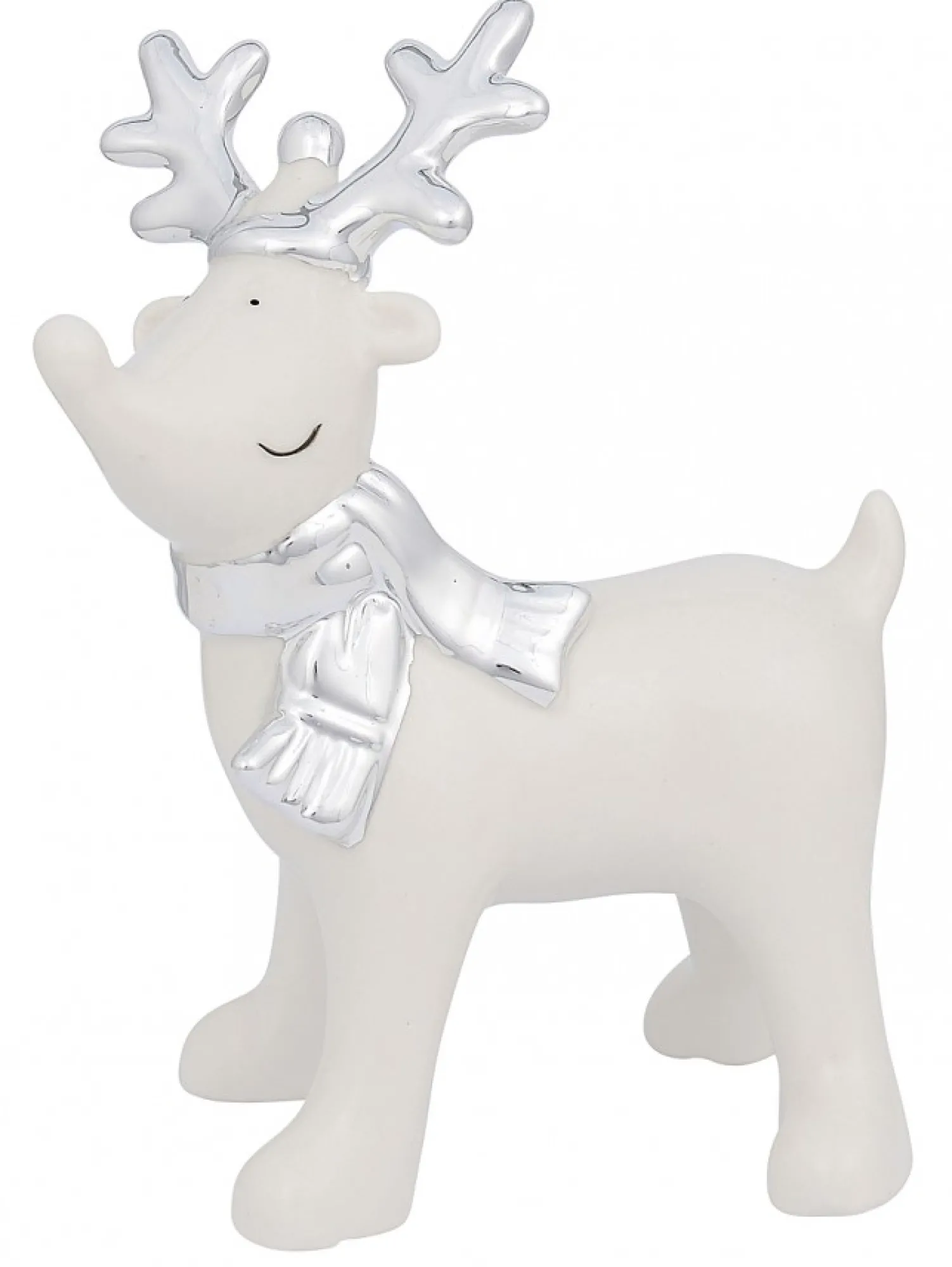 Christmas Warehouse White Winter Reindeer With Scarf Ceramic Christmas Ornament - 14Cm> Ceramic Christmas Ornaments