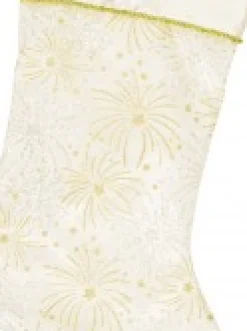 Christmas Warehouse White With Gold & Iridescent Glitter Sunburst Pattern Christmas Stocking - 48Cm><noscript><img width=