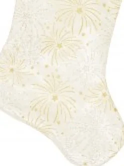 Christmas Warehouse White With Gold & Iridescent Glitter Sunburst Pattern Christmas Stocking - 48Cm><noscript><img width=