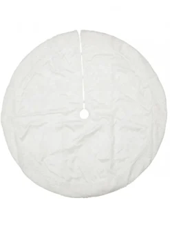 Christmas Warehouse White With Iridescent Glitter Star & Sunburst Pattern Christmas Tree Skirt - 1.2M> Tree Skirts
