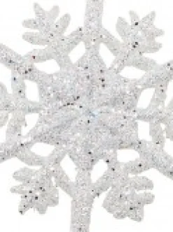 Christmas Warehouse White With Silver Glitter Snowflake Christmas Tree Hanging Decoration - 12Cm> Hanging Decorations - Individual