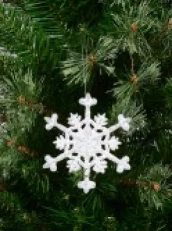 Christmas Warehouse White With Silver Glitter Snowflake Christmas Tree Hanging Decoration - 12Cm><noscript><img width=