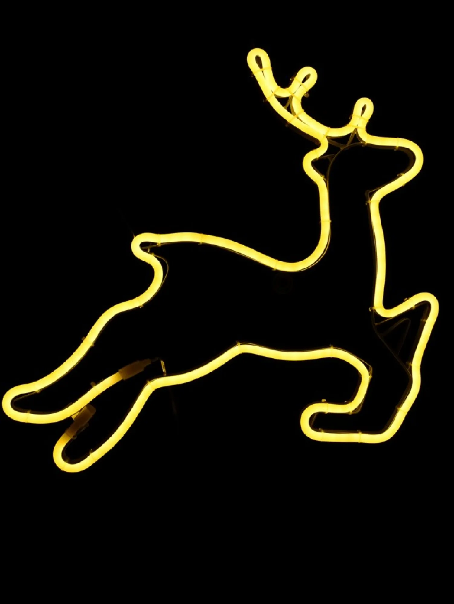Christmas Warehouse Yellow Prancing Reindeer Neon Flex Rope Light Silhouette - 44Cm> Christmas Light Displays