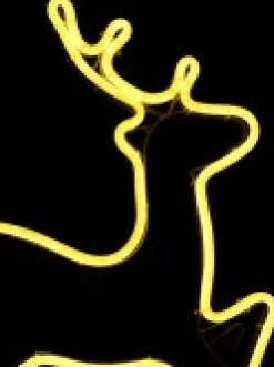 Christmas Warehouse Yellow Prancing Reindeer Neon Flex Rope Light Silhouette - 44Cm><noscript><img width=
